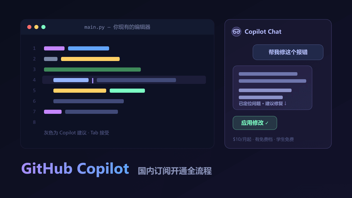 GitHub Copilot 怎么订阅？2026 国内开通全流程